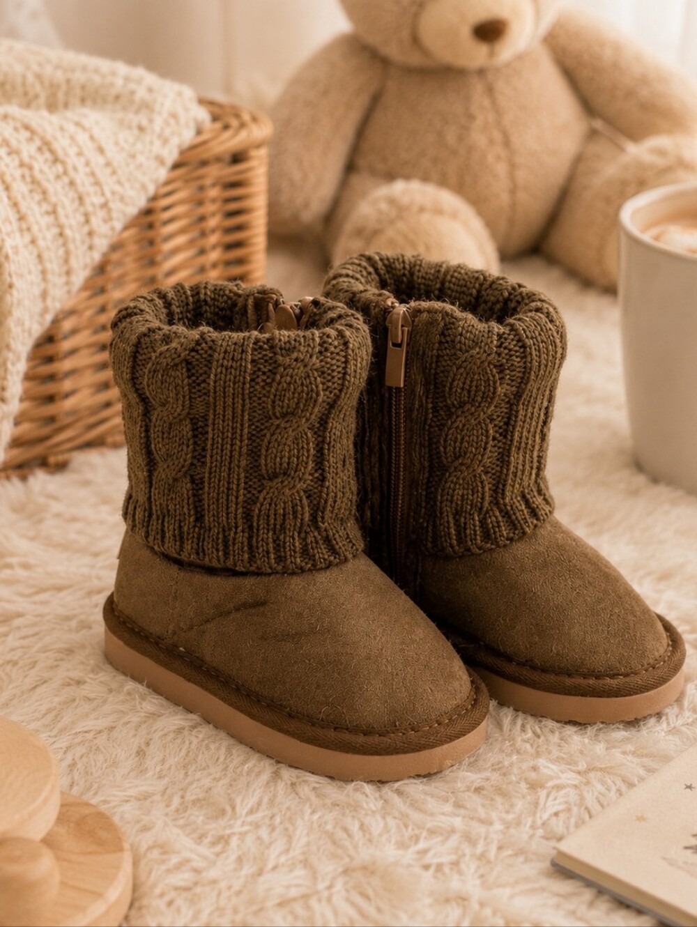 🤎 Liv & Luv Kids Faux Suede Knit Cuff Boots | Cozy Winter | Brown 🤎